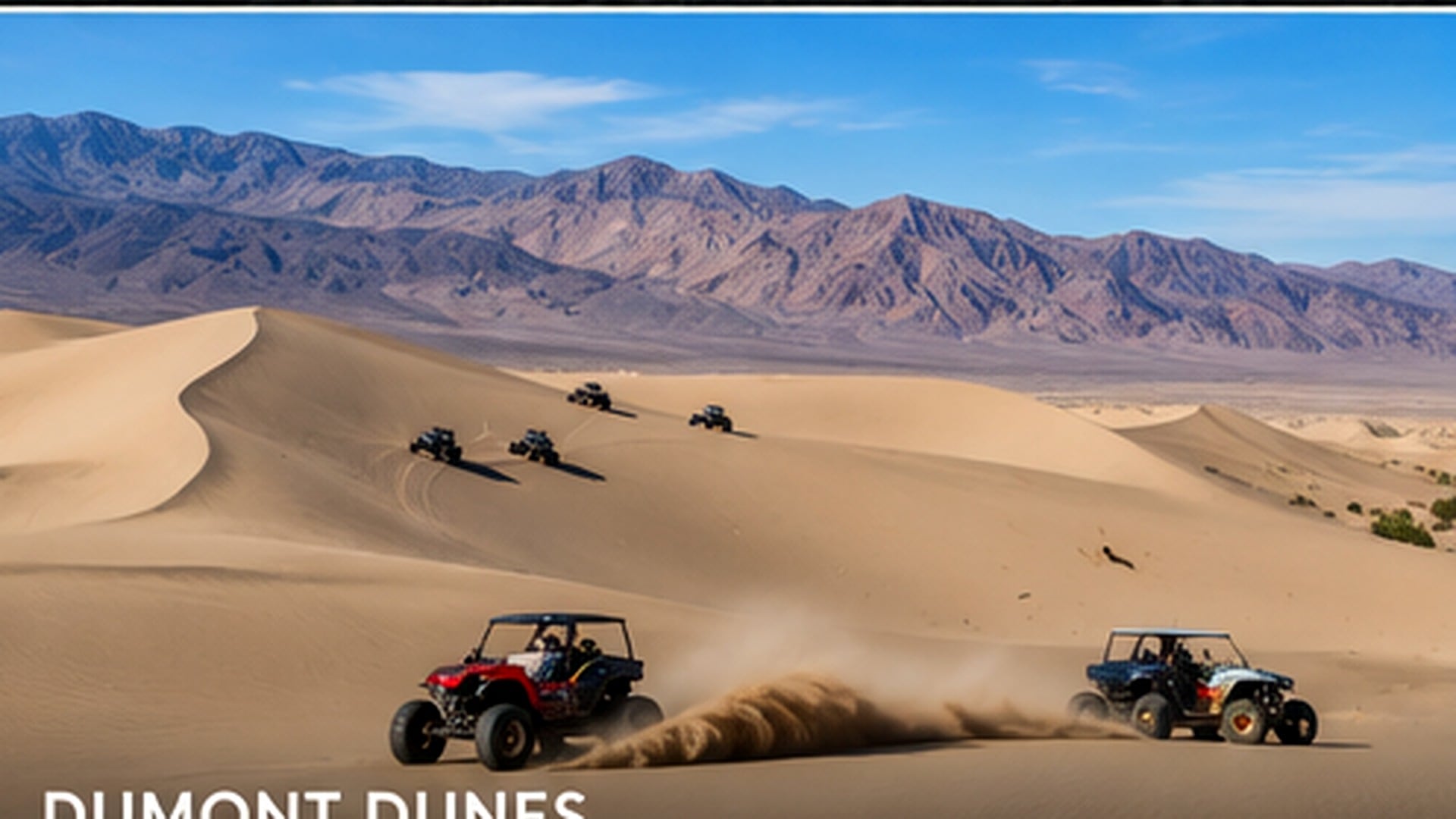 Sun-lit sand dunes at Dumont Dunes recreation area